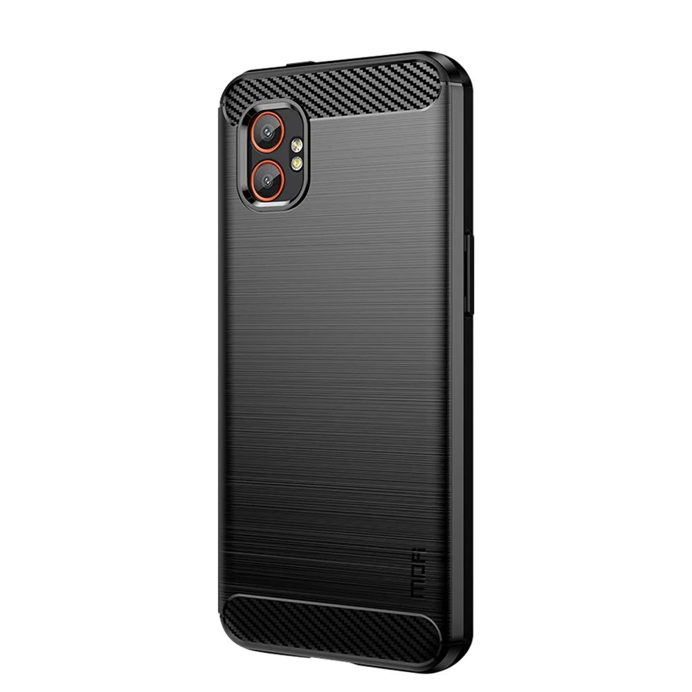 MOFI For Samsung Galaxy XCover7 Pro Back Cover  Brushed Texture Carbon Fiber Soft TPU Case - Black - 1