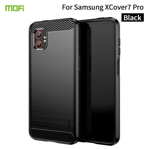 MOFI For Samsung Galaxy XCover7 Pro Back Cover  Brushed Texture Carbon Fiber Soft TPU Case - Black - 2