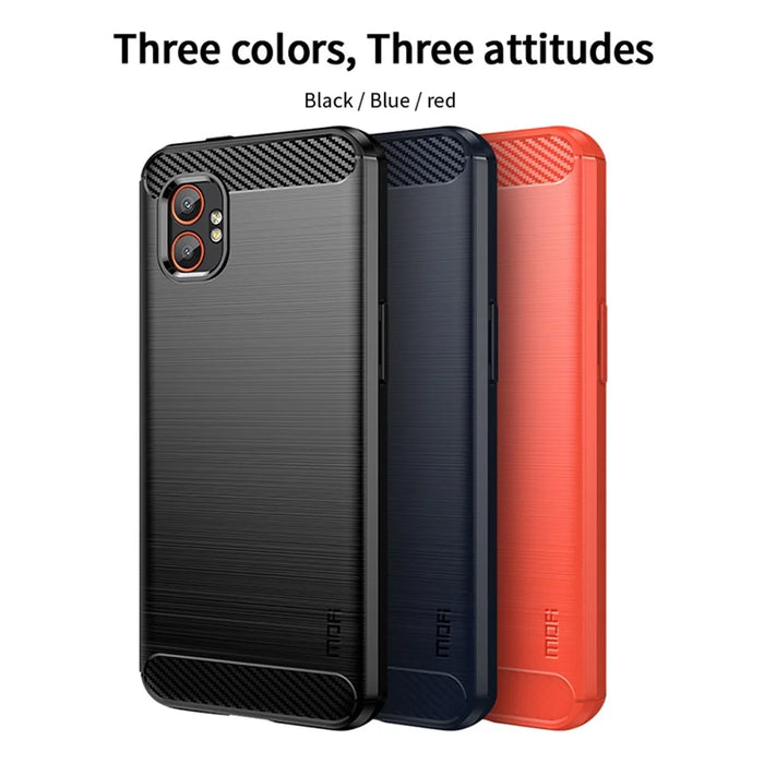 MOFI For Samsung Galaxy XCover7 Pro Back Cover  Brushed Texture Carbon Fiber Soft TPU Case - Black - 3