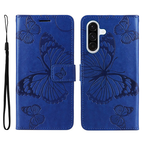 For Samsung Galaxy A36 5G Wallet Case Floral Butterfly Imprinted Leather Phone Cover Stand - Blue - 1