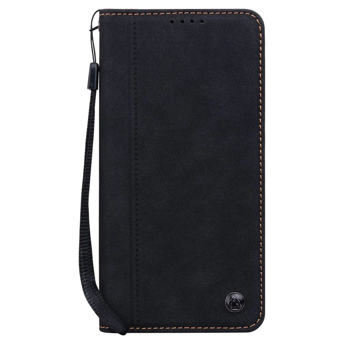For iPhone 14 Pro Max Case Lines Pattern Wallet Leather Phone Cover with Strap - Black - 7