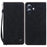 For iPhone 16 Plus Case Lines Pattern Wallet Leather Phone Cover with Strap - Black - 1