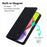 For iPhone 16 Plus Case Lines Pattern Wallet Leather Phone Cover with Strap - Black - 4
