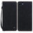 For iPhone 17e / 16e Case Lines Pattern Wallet Leather Phone Cover with Strap - Black - 1