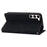 For Samsung Galaxy S23 Case Lines Pattern Wallet Leather Phone Cover with Strap - Black - 3