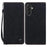 For Samsung Galaxy A36 5G / A56 5G Case Lines Pattern Wallet Leather Phone Cover with Strap - Black - 1