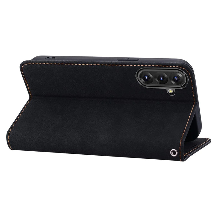 For Samsung Galaxy A36 5G / A56 5G Case Lines Pattern Wallet Leather Phone Cover with Strap - Black - 3