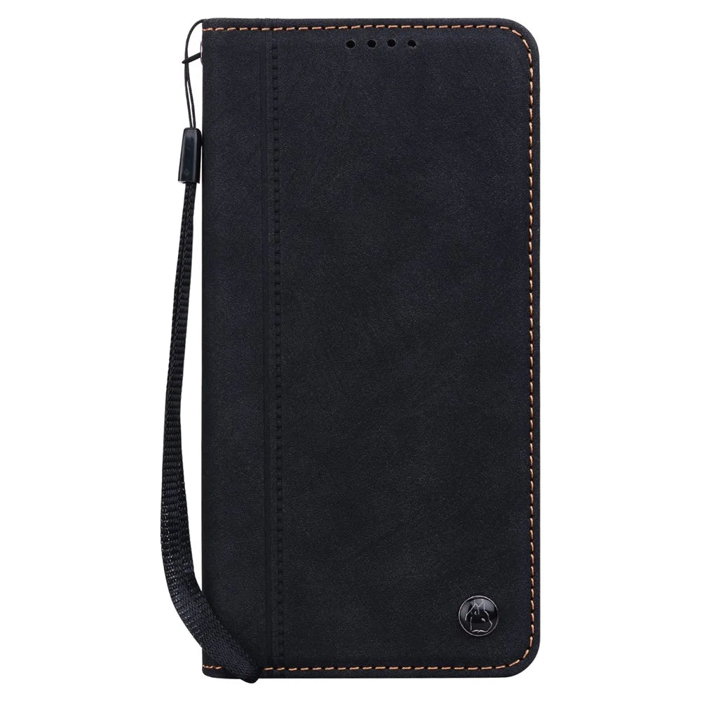For Google Pixel 8 Pro Case Lines Pattern Wallet Leather Phone Cover with Strap - Black - 7