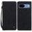 For Google Pixel 8a Case Lines Pattern Wallet Leather Phone Cover with Strap - Black - 1