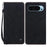 For Google Pixel 10 Pro XL / 9 Pro XL Case Lines Pattern Wallet Leather Phone Cover with Strap - Black - 1