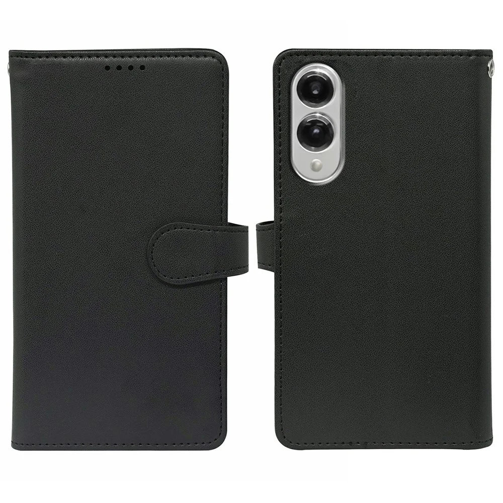 For Samsung Galaxy S25 Edge Case with 9 Card Slots PU Leather Stand Phone Cover - Black - 1