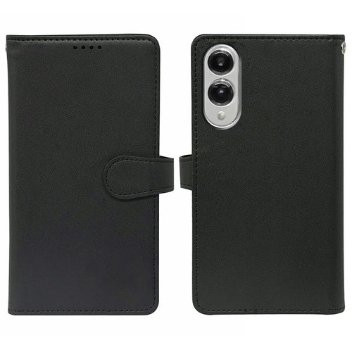 For Samsung Galaxy S25 Edge Case with 9 Card Slots PU Leather Stand Phone Cover - Black - 1
