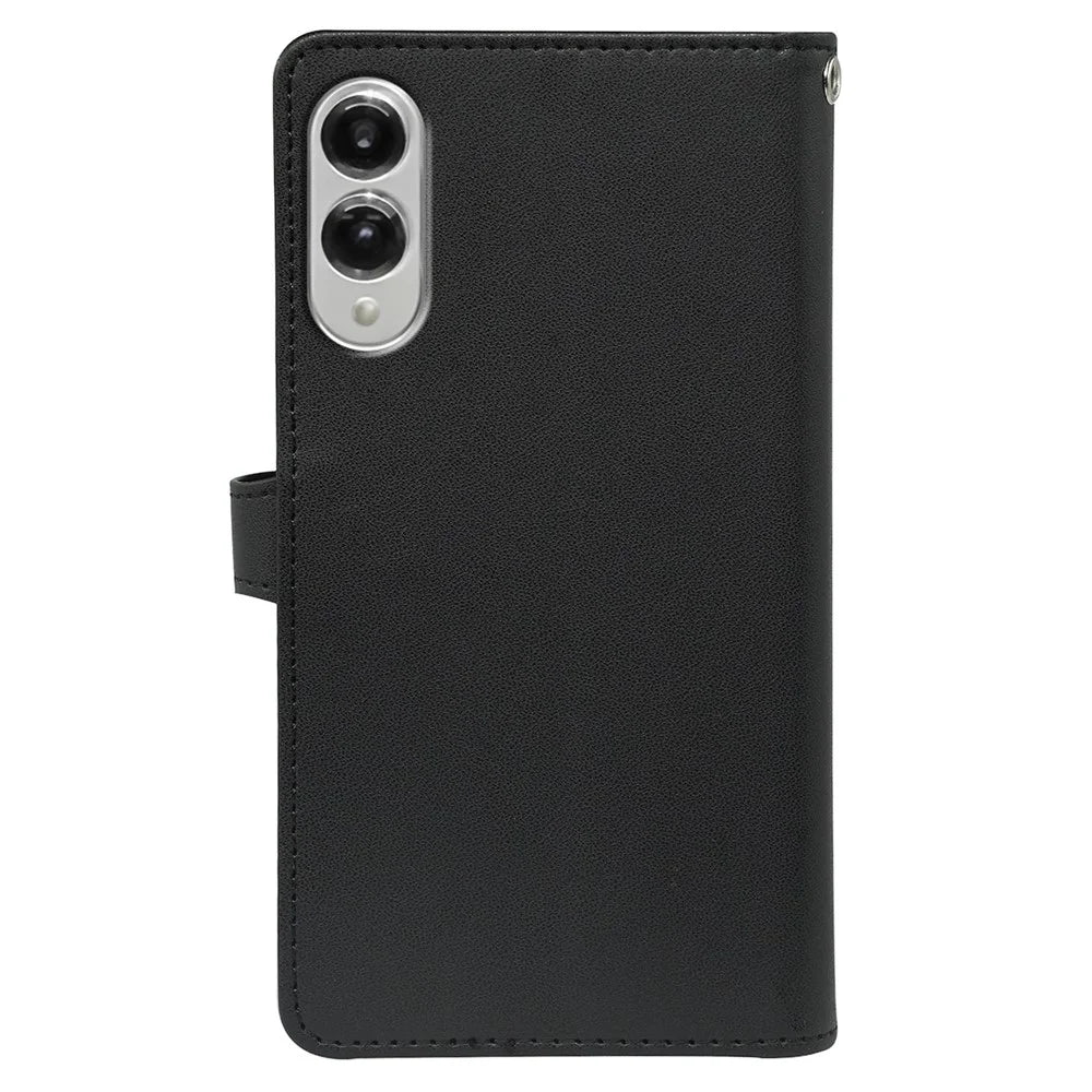 For Samsung Galaxy S25 Edge Case with 9 Card Slots PU Leather Stand Phone Cover - Black - 6