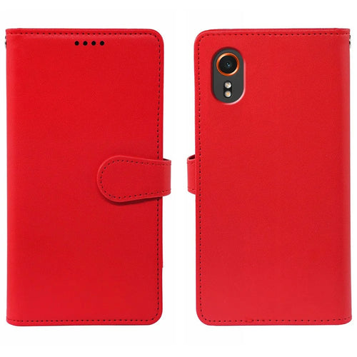 For Samsung Galaxy Xcover7 Case with 9 Card Slots PU Leather Stand Phone Cover - Red - 1