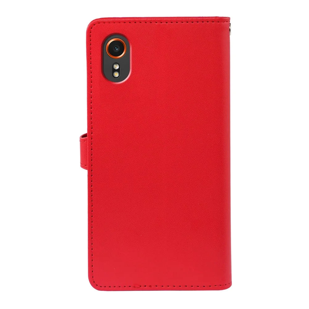 For Samsung Galaxy Xcover7 Case with 9 Card Slots PU Leather Stand Phone Cover - Red - 6