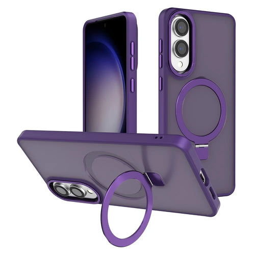 For Samsung Galaxy S25 Edge Magnetic Case Anti-Drop TPU + PC Kickstand Phone Cover - Dark Purple - 1
