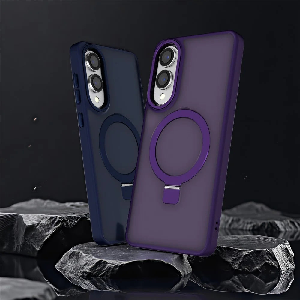 For Samsung Galaxy S25 Edge Magnetic Case Anti-Drop TPU + PC Kickstand Phone Cover - Dark Purple - 2