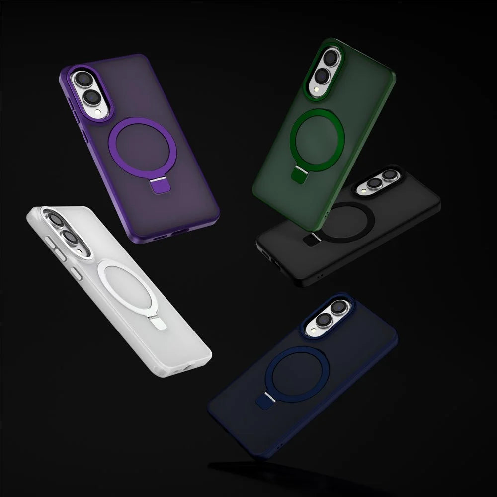 For Samsung Galaxy S25 Edge Magnetic Case Anti-Drop TPU + PC Kickstand Phone Cover - Dark Purple - 4