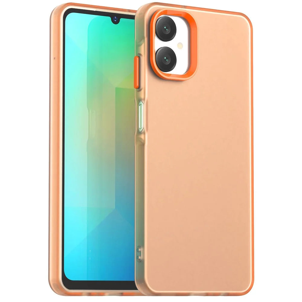 For Samsung Galaxy A06 5G Case PC + TPU + PET Matte Anti-Drop Phone Back Cover - Orange - 1
