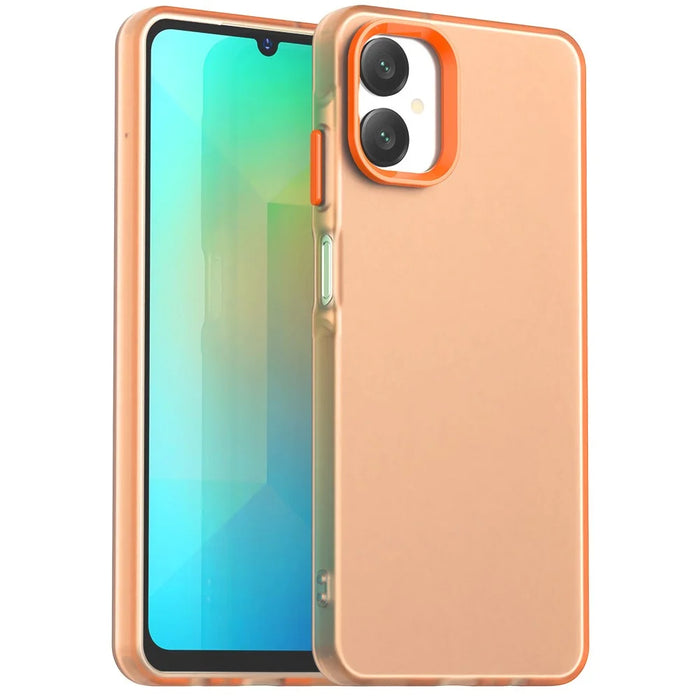 For Samsung Galaxy A06 5G Case PC + TPU + PET Matte Anti-Drop Phone Back Cover - Orange - 1