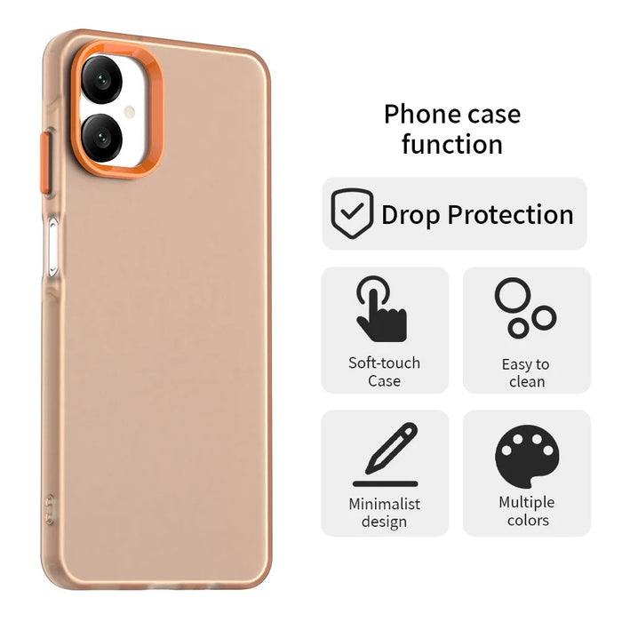 For Samsung Galaxy A06 5G Case PC + TPU + PET Matte Anti-Drop Phone Back Cover - Orange - 2