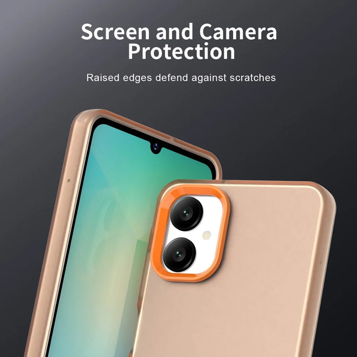 For Samsung Galaxy A06 5G Case PC + TPU + PET Matte Anti-Drop Phone Back Cover - Orange - 7