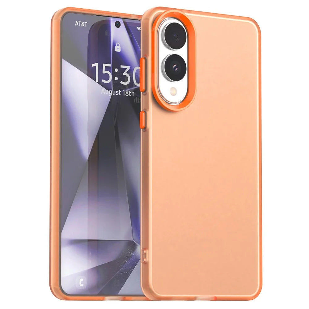 For Samsung Galaxy S25 Edge Case PC + TPU + PET Matte Anti-Drop Phone Back Cover - Orange - 1