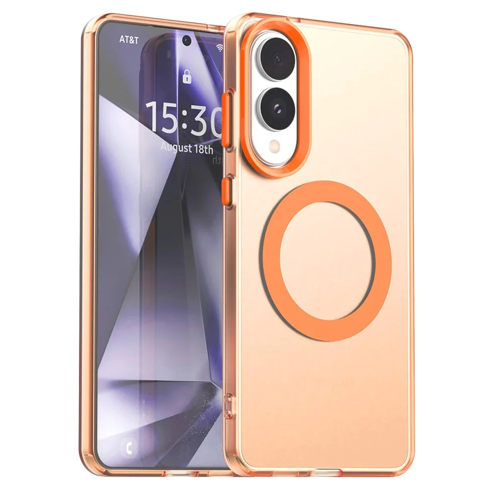 For Samsung Galaxy S25 Edge Magnetic Case Anti Drop Hybrid Phone Back Cover - Orange - 1