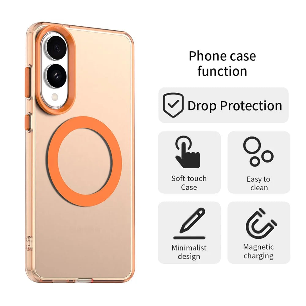 For Samsung Galaxy S25 Edge Magnetic Case Anti Drop Hybrid Phone Back Cover - Orange - 2