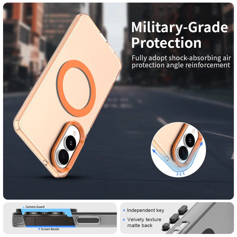 For Samsung Galaxy S25 Edge Magnetic Case Anti Drop Hybrid Phone Back Cover - Orange - 5