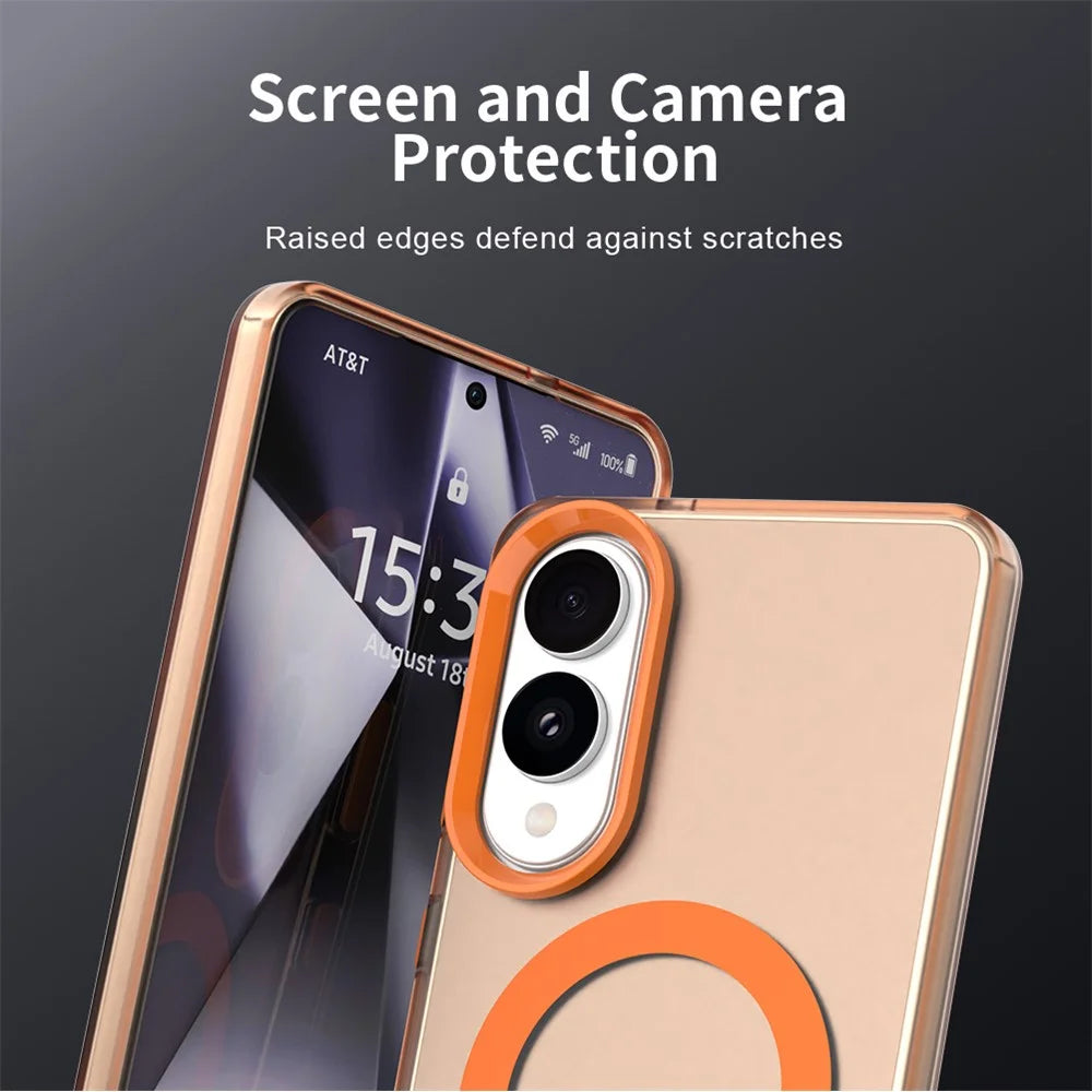 For Samsung Galaxy S25 Edge Magnetic Case Anti Drop Hybrid Phone Back Cover - Orange - 7