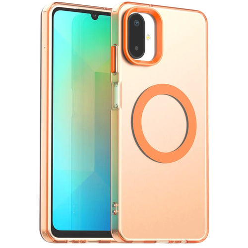 For Samsung Galaxy F06 5G  /  M06 5G Magnetic Case Anti Drop Hybrid Phone Back Cover - Orange - 1