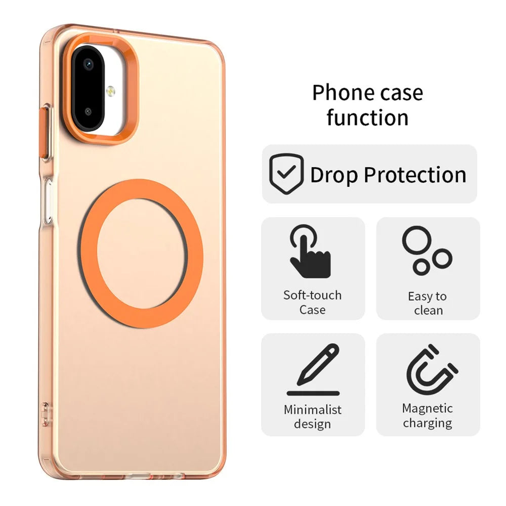 For Samsung Galaxy F06 5G  /  M06 5G Magnetic Case Anti Drop Hybrid Phone Back Cover - Orange - 2