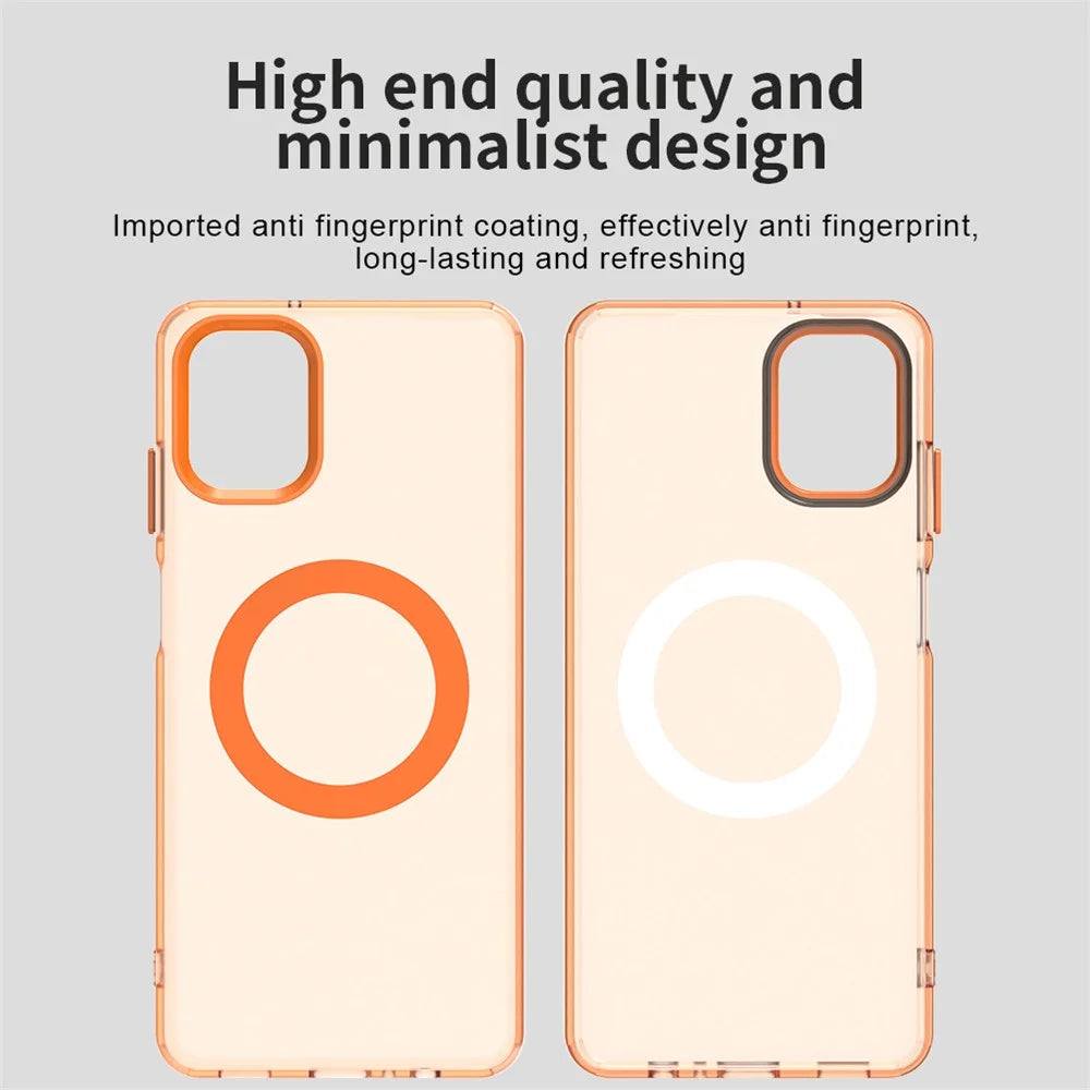 For Samsung Galaxy F06 5G  /  M06 5G Magnetic Case Anti Drop Hybrid Phone Back Cover - Orange - 3