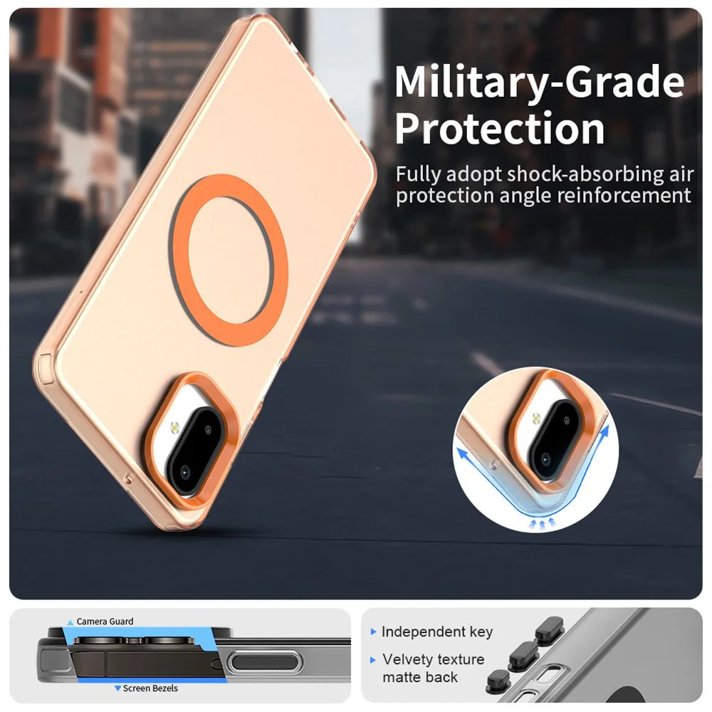For Samsung Galaxy F06 5G  /  M06 5G Magnetic Case Anti Drop Hybrid Phone Back Cover - Orange - 5