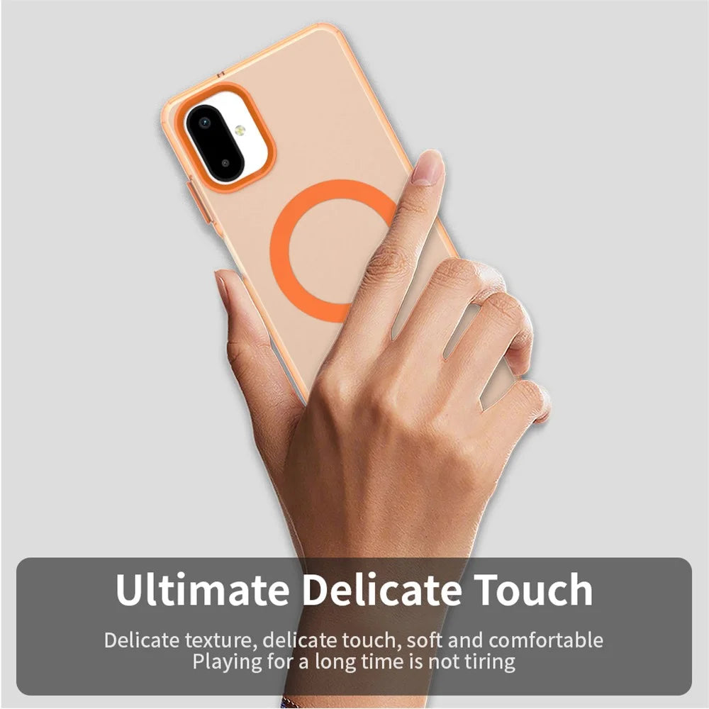 For Samsung Galaxy F06 5G  /  M06 5G Magnetic Case Anti Drop Hybrid Phone Back Cover - Orange - 6