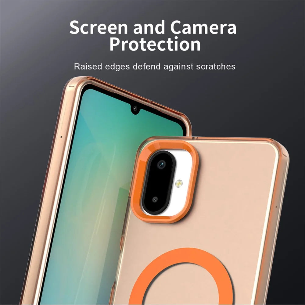 For Samsung Galaxy F06 5G  /  M06 5G Magnetic Case Anti Drop Hybrid Phone Back Cover - Orange - 7