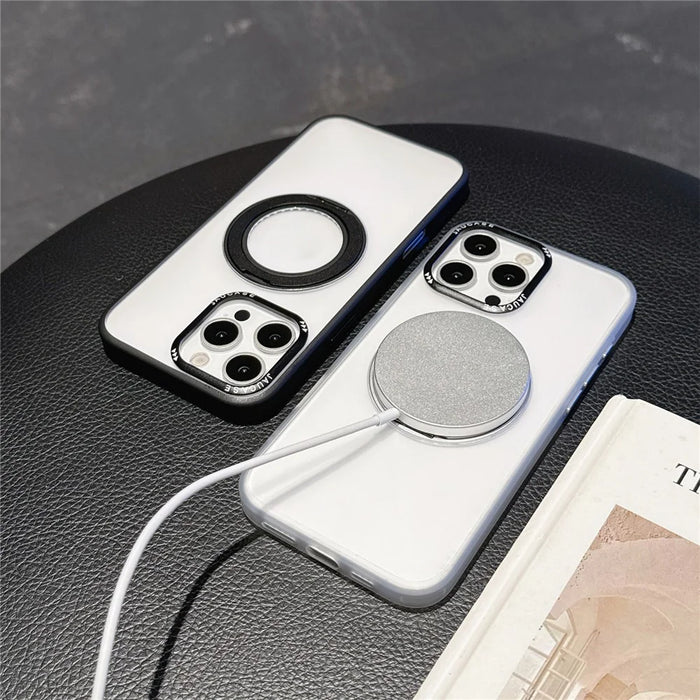 JAUCASE For iPhone 16 Pro Case Matte Clear TPU + PC Kickstand Cover Compatible with MagSafe - Black - 3