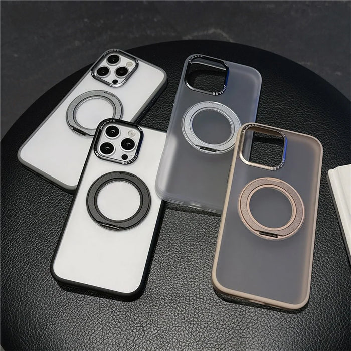 JAUCASE For iPhone 16 Pro Case Matte Clear TPU + PC Kickstand Cover Compatible with MagSafe - Black - 7