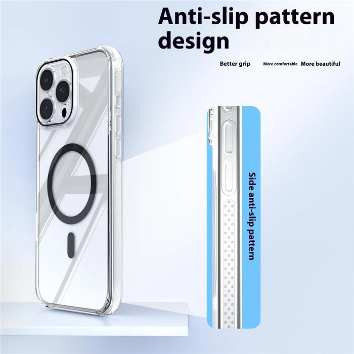 For iPhone 15 Pro Case Crystal Clear TPU + PC Protective Cover Compatible with MagSafe - Black - 5