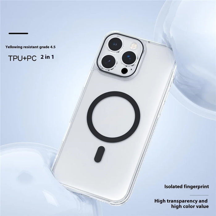 For iPhone 15 Pro Max Case Crystal Clear TPU + PC Protective Cover Compatible with MagSafe - Black - 2