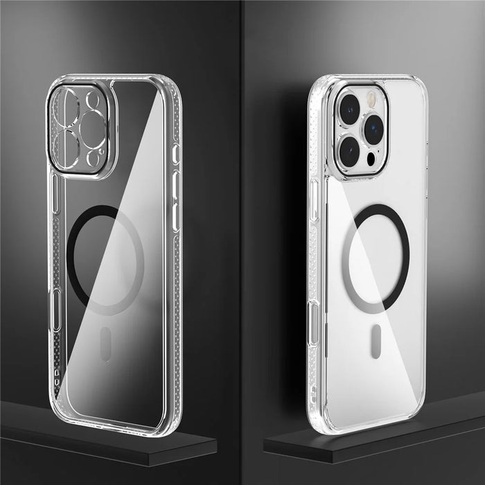 For iPhone 16 Pro Max Case Crystal Clear TPU + PC Protective Cover Compatible with MagSafe - Black - 1