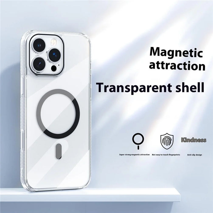 For iPhone 16 Pro Max Case Crystal Clear TPU + PC Protective Cover Compatible with MagSafe - Black - 2