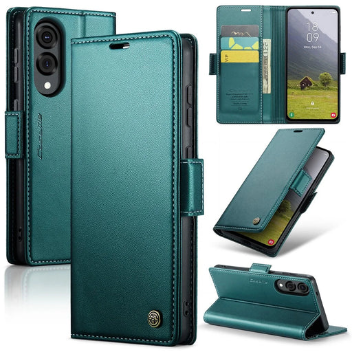 CASEME For Samsung Galaxy S25 Edge Case  023 Series RFID Blocking Leather Wallet Stand Phone Cover - Green - 1