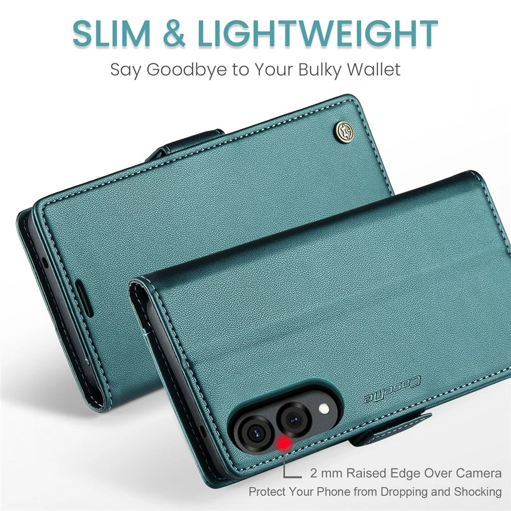 CASEME For Samsung Galaxy S25 Edge Case  023 Series RFID Blocking Leather Wallet Stand Phone Cover - Green - 5
