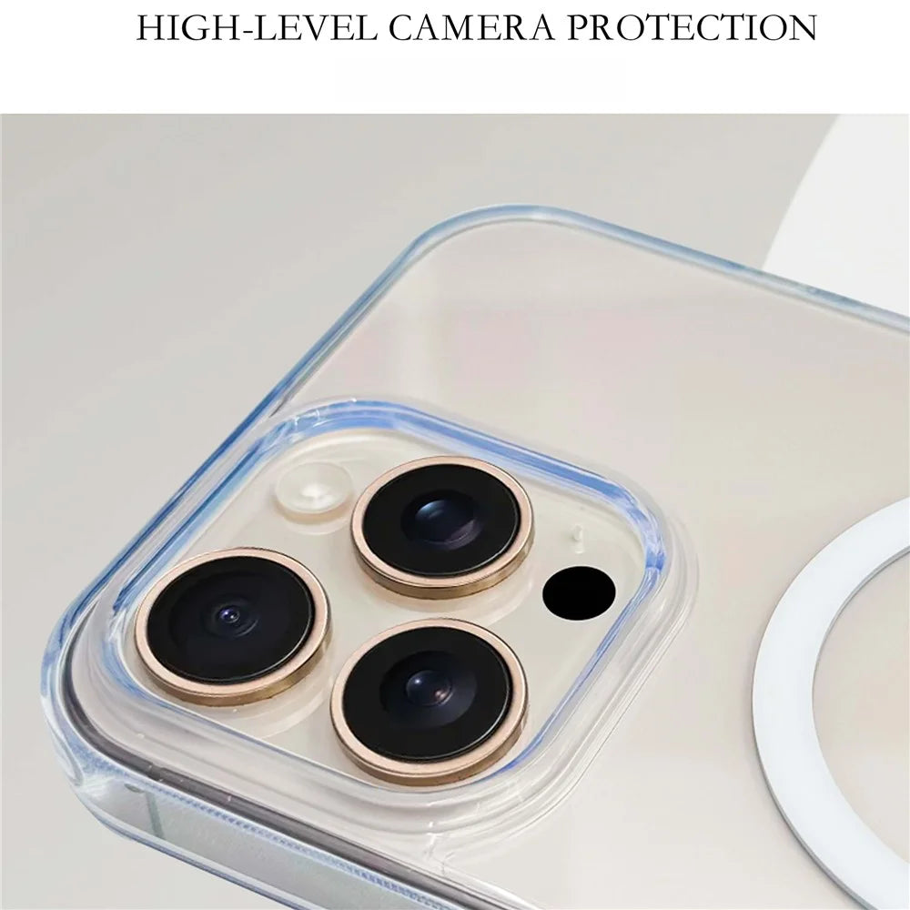 For iPhone 16 Pro Max Case Magnetic Case Shockproof TPU + PC Clear Phone Cover - White - 4