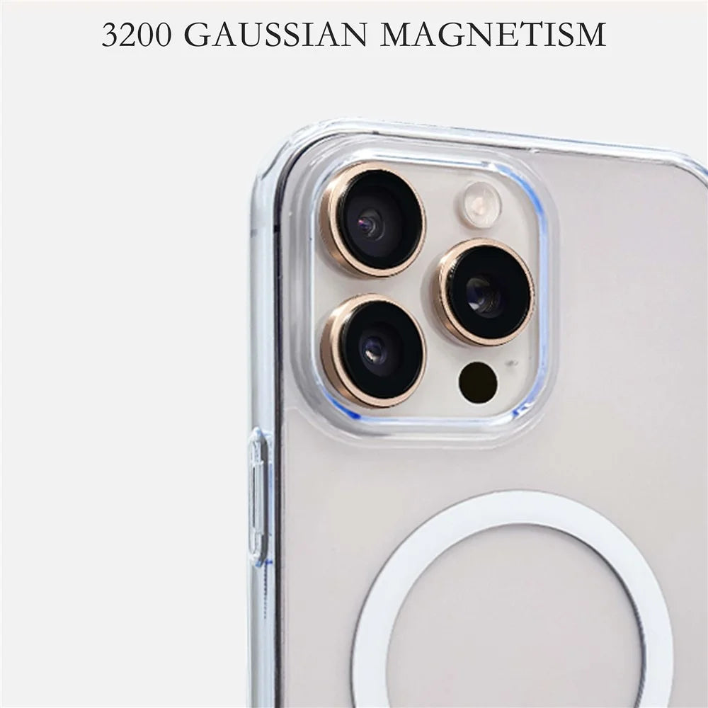 For iPhone 16 Pro Max Case Magnetic Case Shockproof TPU + PC Clear Phone Cover - White - 5
