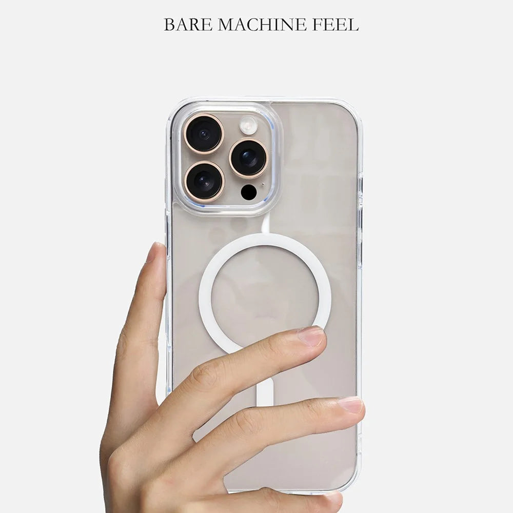For iPhone 16 Pro Case Magnetic Case Shockproof TPU + PC Clear Phone Cover - White - 3