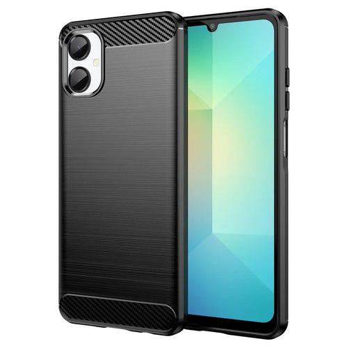 For Samsung Galaxy A06 5G Case Protective Phone Cover Carbon Fiber Texture Brushed - Black - 1