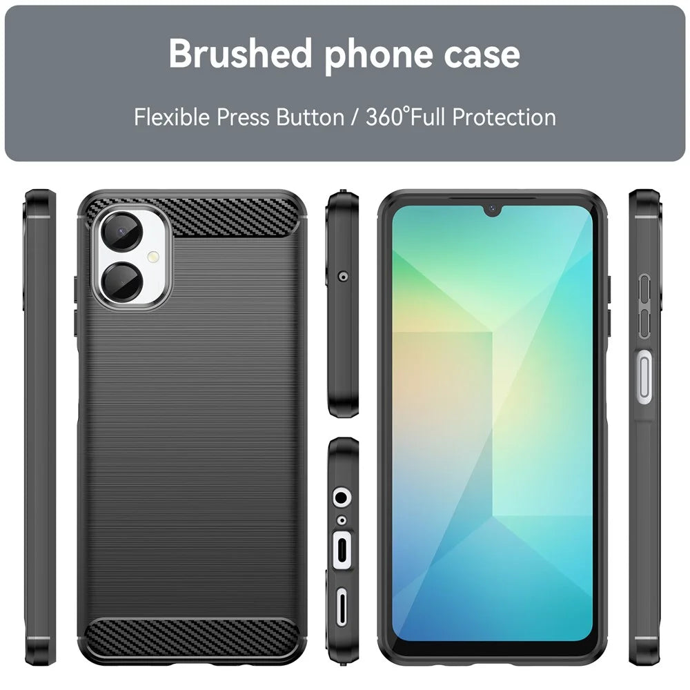 For Samsung Galaxy A06 5G Case Protective Phone Cover Carbon Fiber Texture Brushed - Black - 3